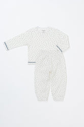 Avauma baby girl pajama set in Spring Cream Ivory – ivory floral waffle cotton sleepwear with long sleeves
